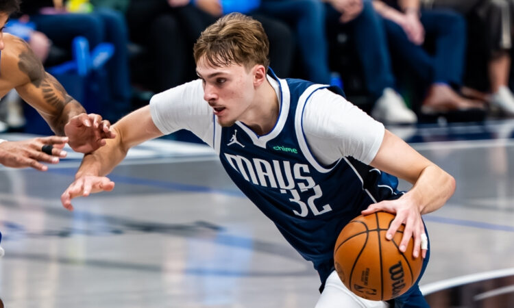 NBA: Cooper Flagg drives to the rim for the Dallas Mavericks against the Philadelphia 76ers at American Airlines Center