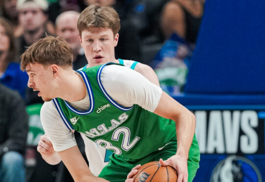 NBA: Cooper Flagg of the Dallas Mavericks is guarded by Kon Knueppel of the Charlotte Hornets at American Airlines Center