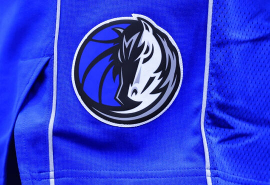 NBA: The Dallas Mavericks logo is visible on the shorts of Anthony Davis before a game against the Chicago Bulls at the United Center.