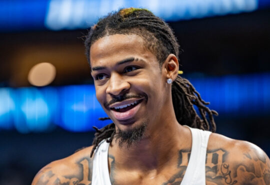 Ja Morant warms up during a pregame workout for the Memphis Grizzlies before facing the Dallas Mavericks