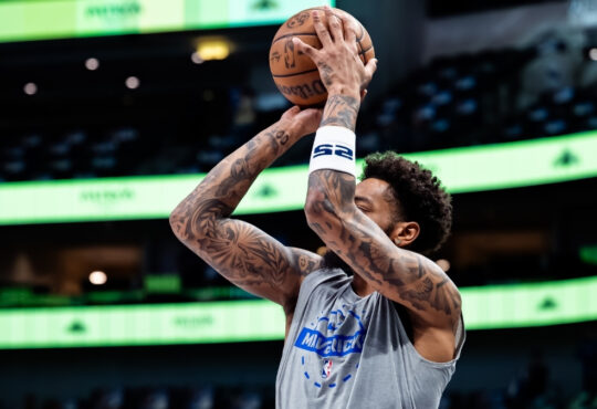 P.J. Washington shoots a jump shot during pregame warmups at American Airlines Center before the Dallas Mavericks face the Philadelphia 76ers