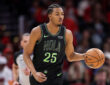 Trey Murphy III dribbles the ball up court for the New Orleans Pelicans against the Houston Rockets at Toyota Center