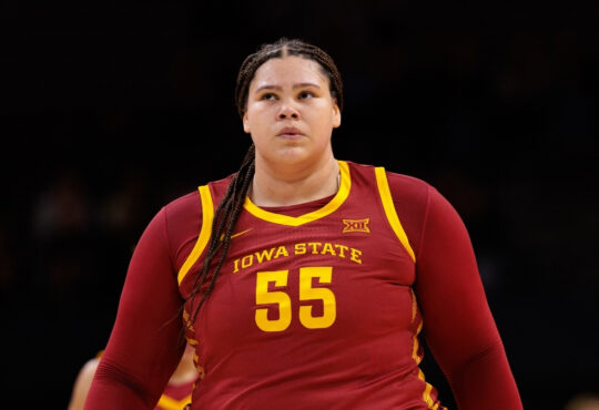 Audi Crooks walks up court for Iowa State during a game against Colorado at the CU Events Center