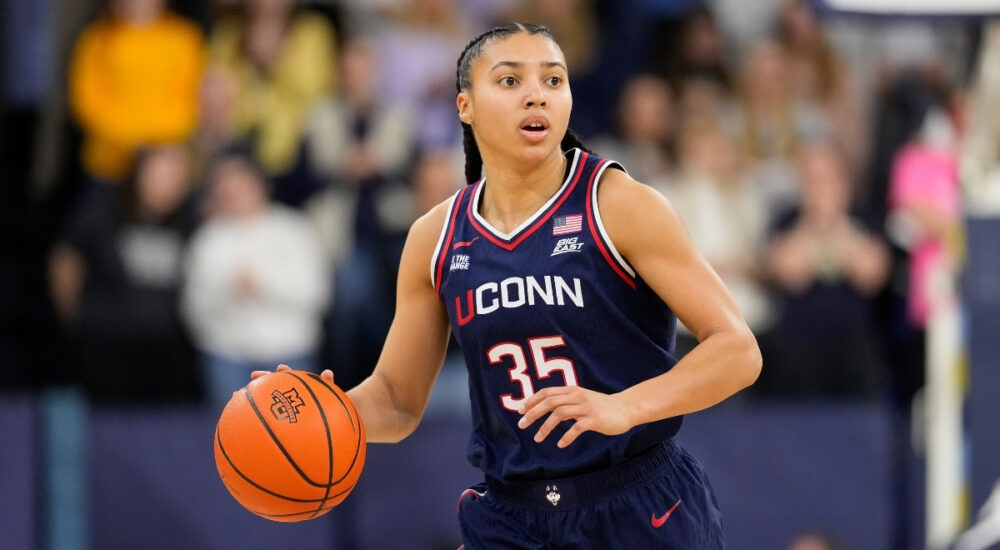 WNBA Draft: Azzi Fudd dribbles up court for UConn against Marquette at Al McGuire Center in Milwaukee.