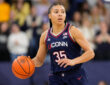 WNBA Draft: Azzi Fudd dribbles up court for UConn against Marquette at Al McGuire Center in Milwaukee.