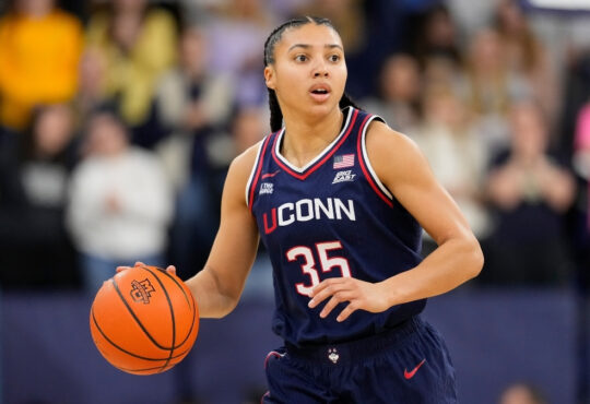WNBA Draft: Azzi Fudd dribbles up court for UConn against Marquette at Al McGuire Center in Milwaukee.