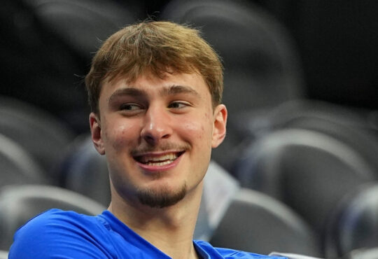 NBA: Cooper Flagg smiles prior to the Dallas Mavericks’ game against the Philadelphia 76ers at Xfinity Mobile Arena.