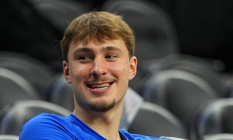 NBA: Cooper Flagg smiles prior to the Dallas Mavericks’ game against the Philadelphia 76ers at Xfinity Mobile Arena.