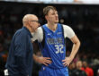 NBA: Cooper Flagg speaks with head coach Jason Kidd on the court at American Airlines Center during Mavericks vs. Pelicans