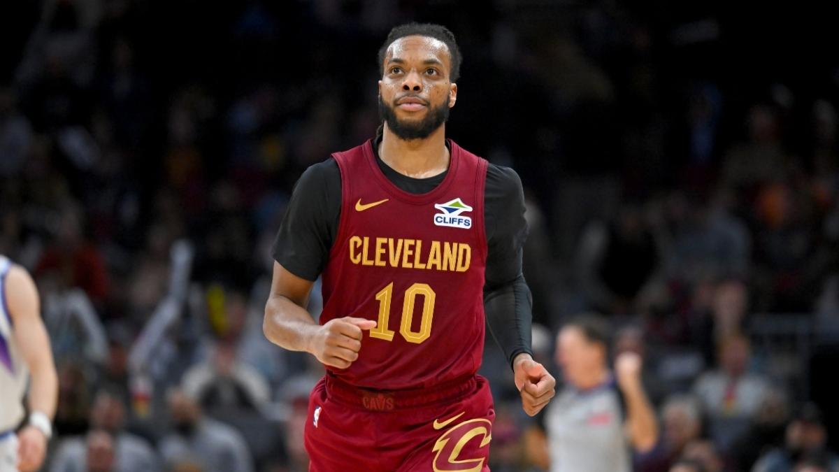 NBA: Darius Garland runs down the court during the fourth quarter at Rocket Arena against the Utah Jazz