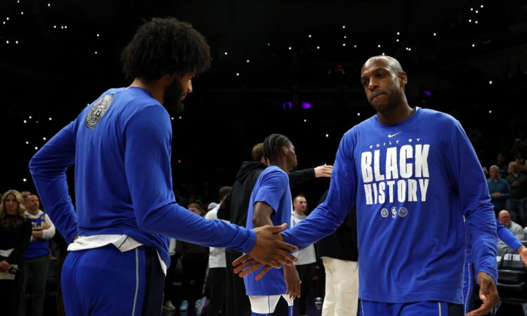 NBA: Khris Middleton walks onto the court during player introductions at Target Center before the Dallas Mavericks faced the Minnesota Timberwolves.