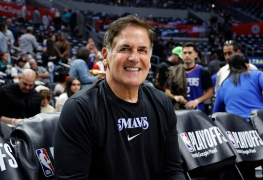 NBA: Mark Cuban attends Round 1 Game 2 between the Dallas Mavericks and Los Angeles Clippers at Crypto.com Arena in Los Angeles.