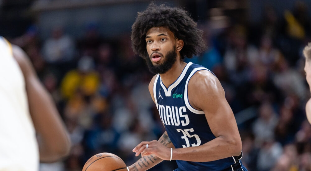 NBA: Marvin Bagley III dribbles the ball for the Dallas Mavericks against the Indiana Pacers at Gainbridge Fieldhouse.