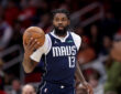 NBA: Naji Marshall brings the ball up court for the Dallas Mavericks against the Houston Rockets at Toyota Center.