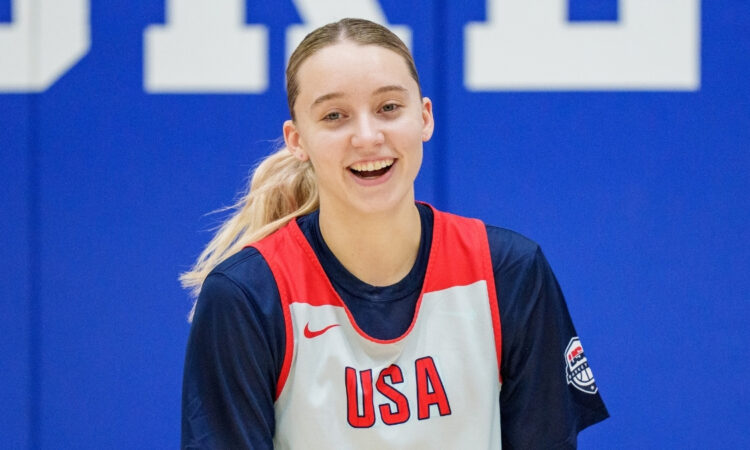 WNBA: Paige Bueckers looks on during United States women’s national team training camp at Duke University in Durham, North Carolina.