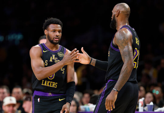 Los Angeles Lakers players LeBron and Bronny James