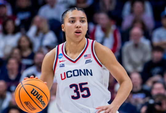 Azzi Fudd of UConn in action against UTSA during the 2026 NCAA Women’s Basketball Tournament first round at Gampel Pavilion.