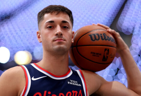 NBA: John Poulakidas poses for a portrait during Los Angeles Clippers media day at Intuit Dome in Inglewood.