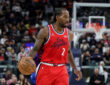 Kawhi Leonard dribbles during the Los Angeles Clippers’ game against the Sacramento Kings at Intuit Dome on March 14, 2026.