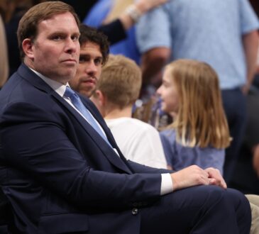Dallas Mavericks governor Patrick Dumont watching a game against the Toronto Raptors at American Airlines Center in Dallas on April 11, 2025.