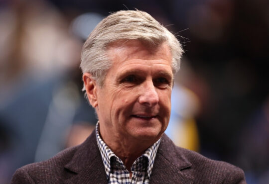 Dallas Mavericks CEO Rick Welts looks on before a game against the Golden State Warriors at American Airlines Center on January 22, 2026.