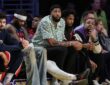Washington Wizards forward Anthony Davis on the bench during his return to Crypto.com Arena against the Los Angeles Lakers on March 30, 2026.
