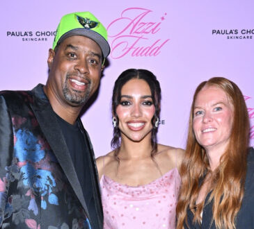 Azzi Fudd posing with her parents, Tim Fudd and Katie Smrcka-Duffy Fudd, at her 2026 WNBA Draft after-party in New York City.