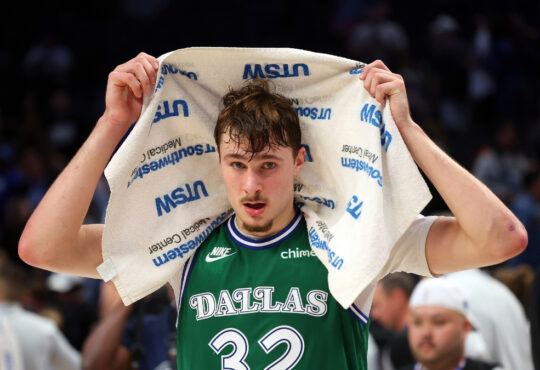 Cooper Flagg walking off court after historic 51 point game Dallas Mavericks vs Orlando Magic April 3 2026