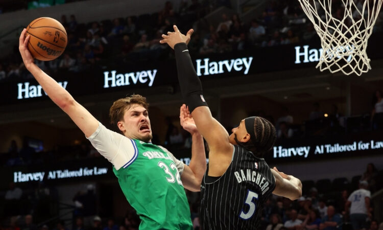 Cooper Flagg dunking on Paolo Banchero Dallas Mavericks vs Orlando Magic April 3 2026 American Airlines Center