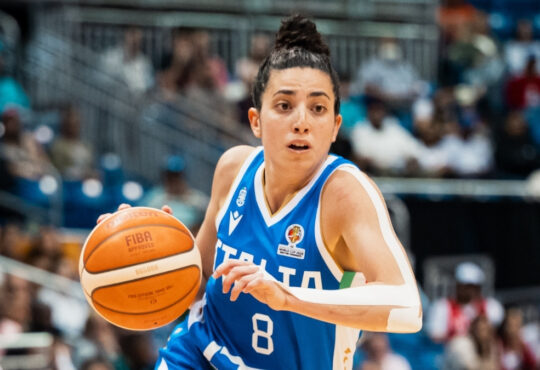 Costanza Verona of Italy drives to the basket during a FIBA Women's World Cup 2026 Qualifying game against USA in San Juan, Puerto Rico.