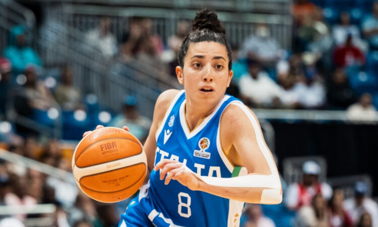 Costanza Verona of Italy drives to the basket during a FIBA Women's World Cup 2026 Qualifying game against USA in San Juan, Puerto Rico.