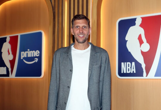 Dirk Nowitzki attends the Prime Video NBA on Prime Studio unveiling at The Culver Studios in Culver City, California.