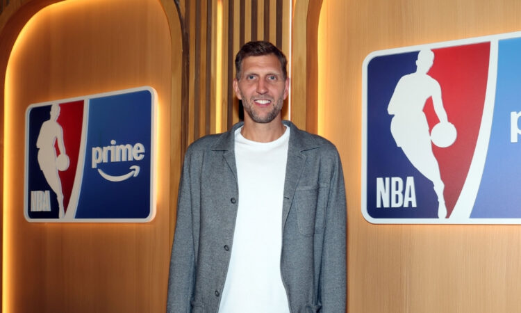 Dirk Nowitzki attends the Prime Video NBA on Prime Studio unveiling at The Culver Studios in Culver City, California.