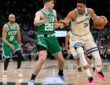 Giannis Antetokounmpo #34 of the Milwaukee Bucks dribbles against Hugo González #28 of the Boston Celtics at Fiserv Forum on March 02, 2026.