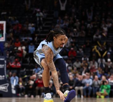 Ja Morant #12 of the Memphis Grizzlies reacting during a game against the Atlanta Hawks at FedExForum on January 21, 2026.