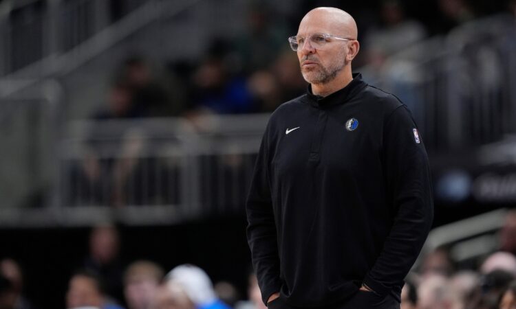 Dallas Mavericks head coach Jason Kidd looks on during a game against the Milwaukee Bucks at Fiserv Forum on March 31, 2026.