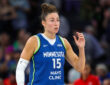 Jessica Shepard #15 of the Minnesota Lynx looks on during a game against the Atlanta Dream at Target Center in Minneapolis.