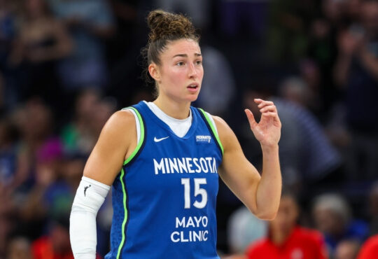 Jessica Shepard #15 of the Minnesota Lynx looks on during a game against the Atlanta Dream at Target Center in Minneapolis.