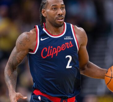 Kawhi Leonard #2 of the LA Clippers brings the ball up court during a game against the Indiana Pacers at Gainbridge Fieldhouse on March 27, 2026.