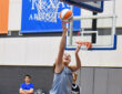 Dallas Wings forward Maddy Siegrist elevates for a layup during a training camp practice session at College Park Center.