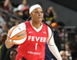 Odyssey Sims #1 of the Indiana Fever dribbles the ball during a WNBA game against the Washington Mystics in Baltimore.