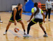 Dallas Wings star Paige Bueckers brings the ball up the floor and surveys the defense during a 5-on-5 scrimmage at College Park Center.