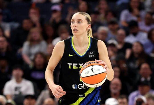 Paige Bueckers #5 of the Dallas Wings dribbles against the Golden State Valkyries at Chase Center in San Francisco.