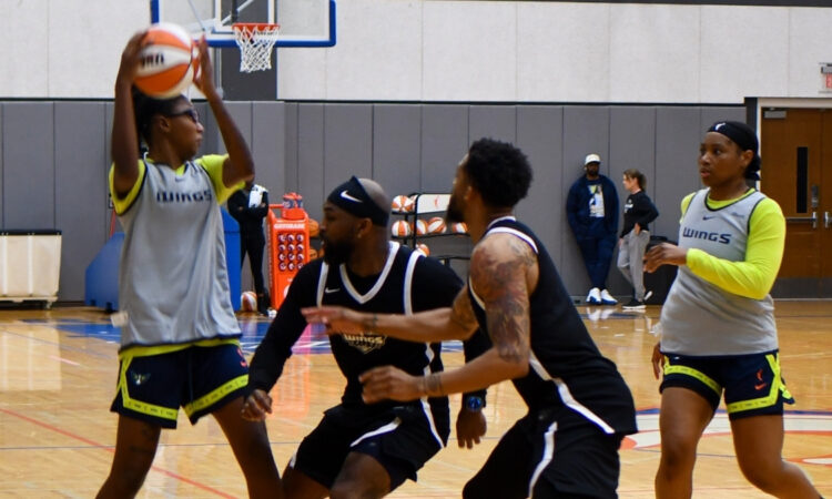 Dallas Wings guard Shyanne Sellers during a training camp session at College Park Center in Arlington.