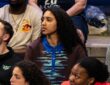 Dallas Wings rookie Azzi Fudd watching from the bench during the 2026 home opener against the Atlanta Dream.