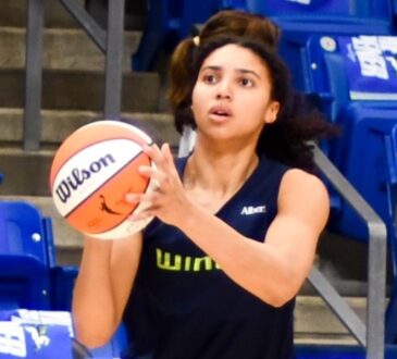 Azzi Fudd during shootaround at College Park Center ahead of the Dallas Wings' home opener.