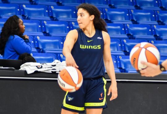 Dallas Wings rookie Azzi Fudd practicing her jump shot during Thursday's shootaround at College Park Center.