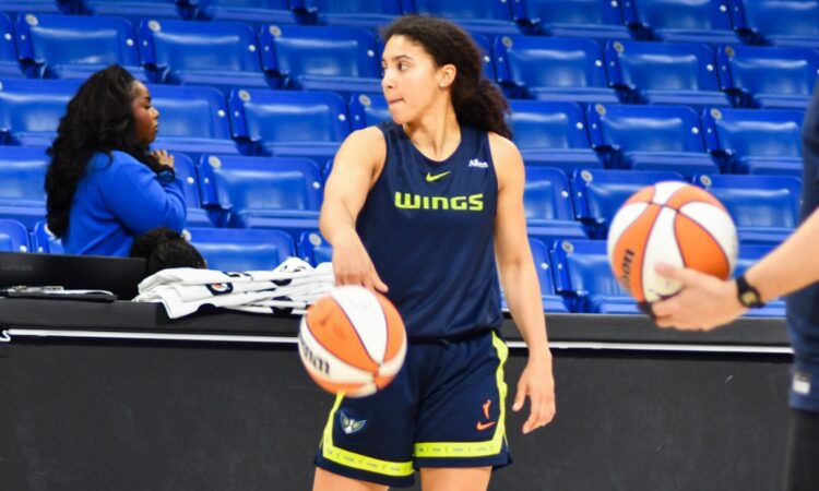 Dallas Wings rookie Azzi Fudd practicing her jump shot during Thursday's shootaround at College Park Center.