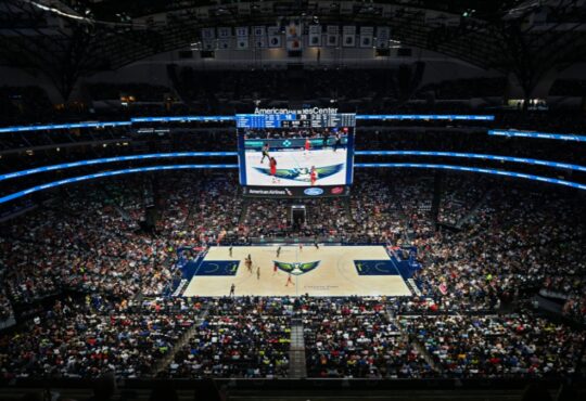 A capacity crowd at American Airlines Center watching the Dallas Wings play the Indiana Fever.