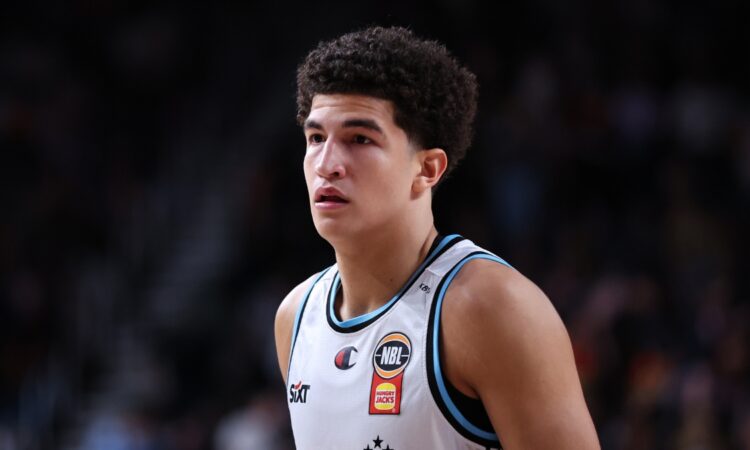 New Zealand Breakers forward Karim López standing on the court during a break in play against the Illawarra Hawks.